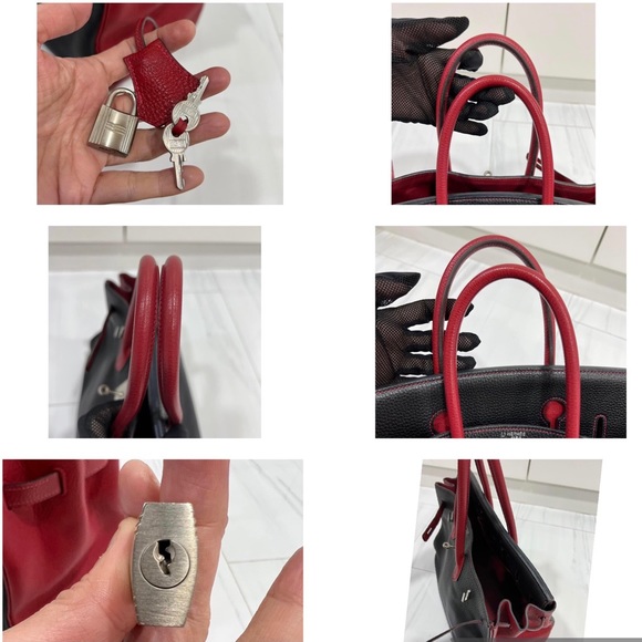 🖤❤️SOLD!!❤️🖤 HERMES BIRKIN 35 HSS BI-COLOR NOIRROUGE TOGO GARANCE BRUSHED PHW - Picture 16 of 16